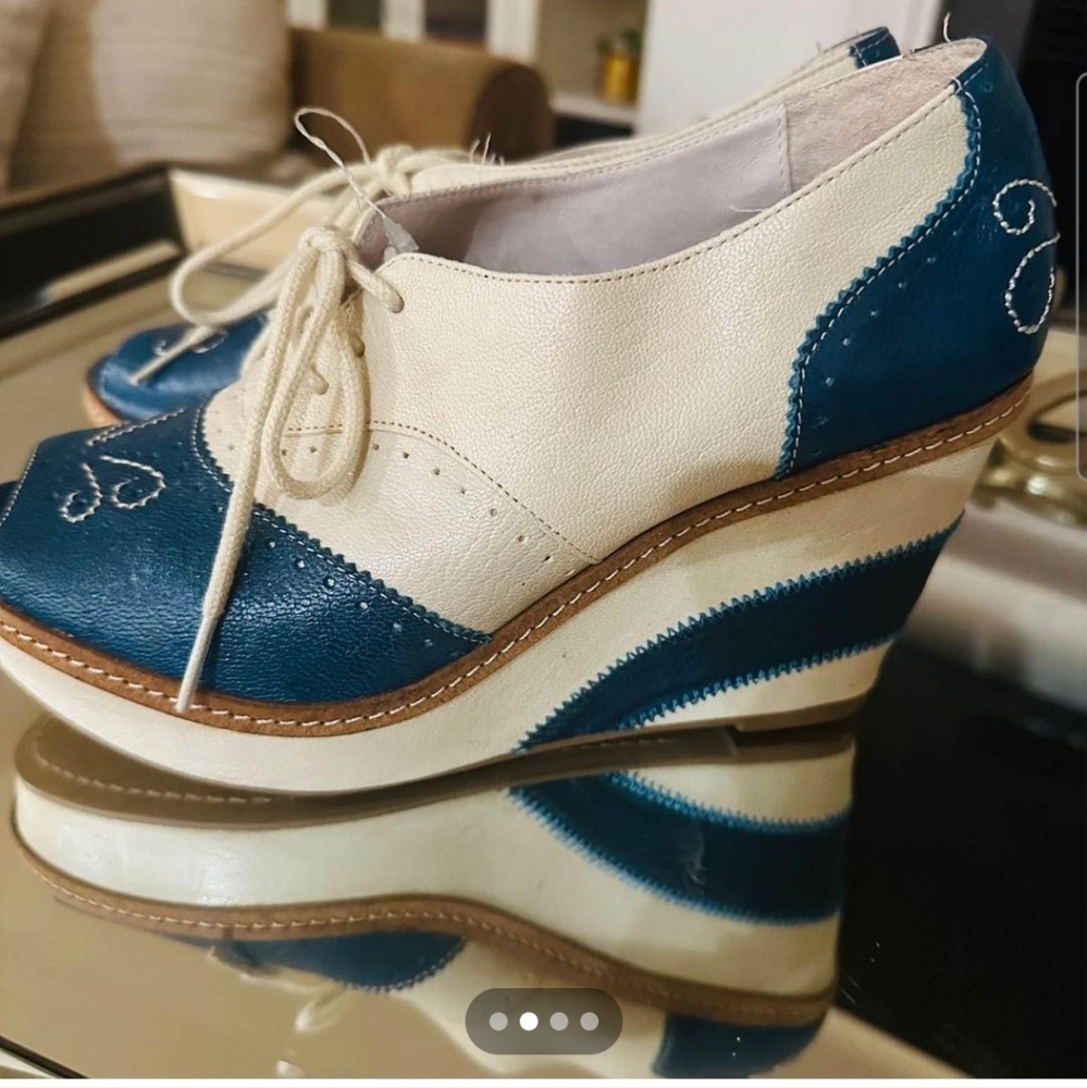 Anthropologie Pilcro and the Letterpress  retro Brighton Oxford wedge heels 8 - Picture 2 of 2